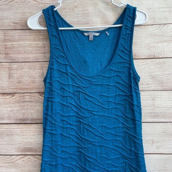 TOAD & CO SAMBA WAVE TEXTURED TANK DRESS IN TURQUOISE - Picture 2 of 5